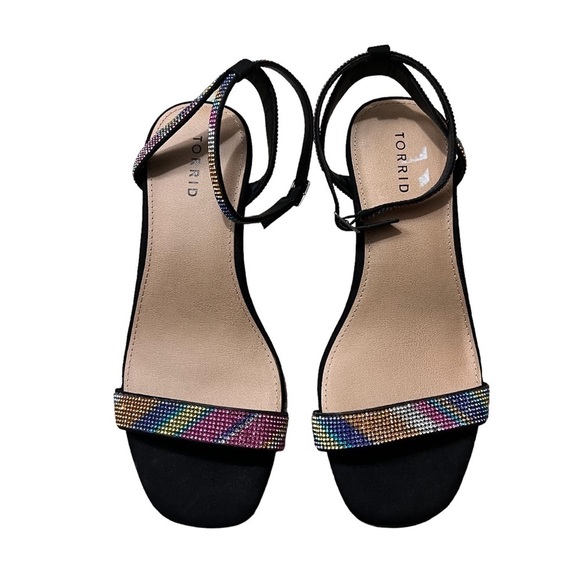 TORRID Rainbow Embellished Sparkle Faux Suede Dressy Kitten Heels Size 9 WW - Picture 3 of 8